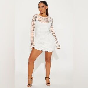 Fashion Nova Georgina Crochet Long Sleeve Mini Dress